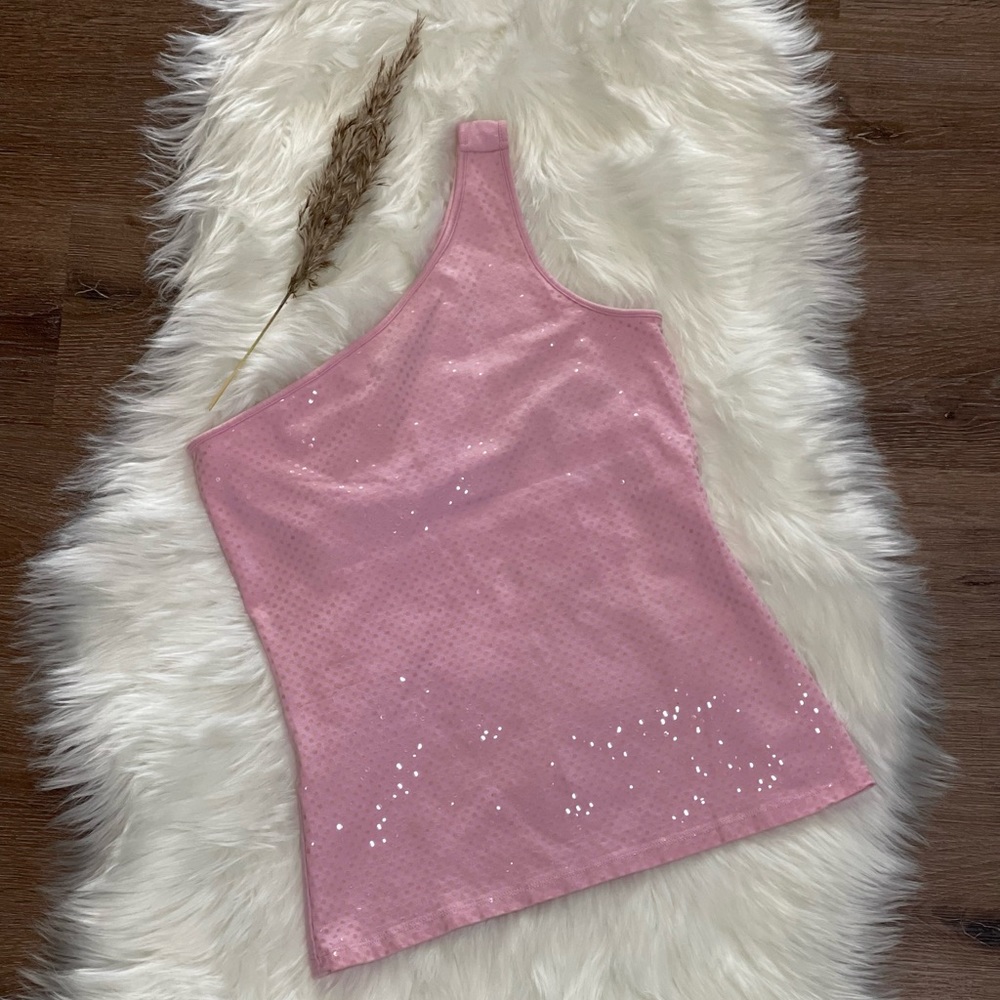 Express Top Sleeveless One Shoulder Top Baby Pink Size Small